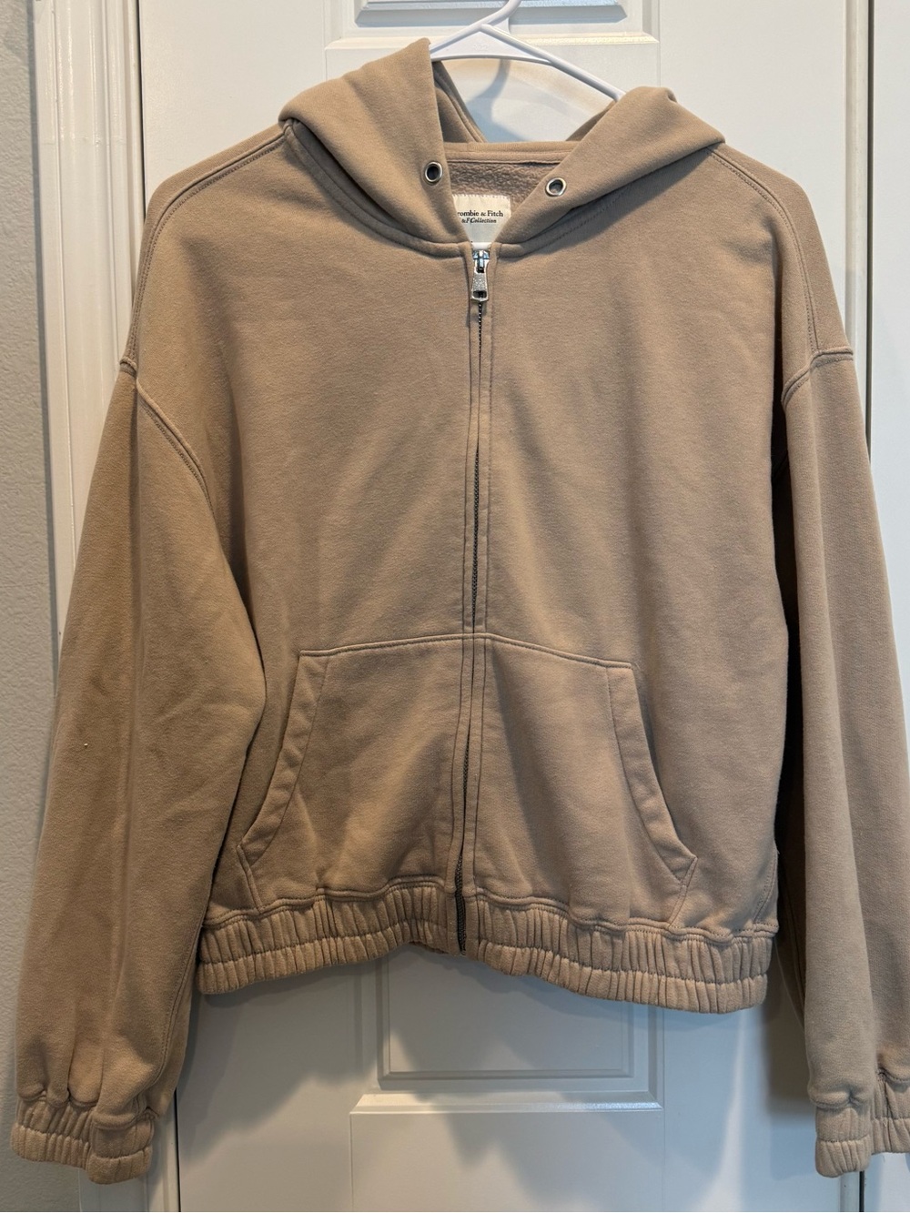 Abercrombie & Fitch Soft A&F Collection Taupe Fleece Zip Up Hoodie Jacket Small